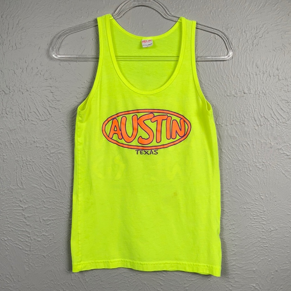 American Apparel Neon Yellow Keep Austin Weird Top